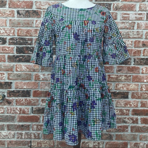 NWT Romeo & Juliet Couture black and white gingham and floral minidress / S - Picture 4 of 16